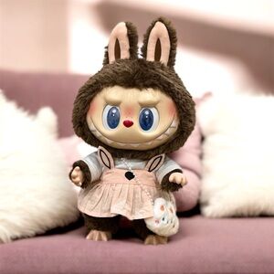 3pc costume for Monsters LABUBU 38cm doll Kawaii Bunny Overalls Skirt Outfit